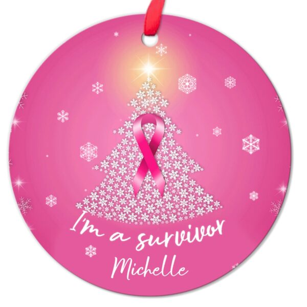 Cancer Ribbon Gifts Cancer Survivor Custom Name Ornament 2