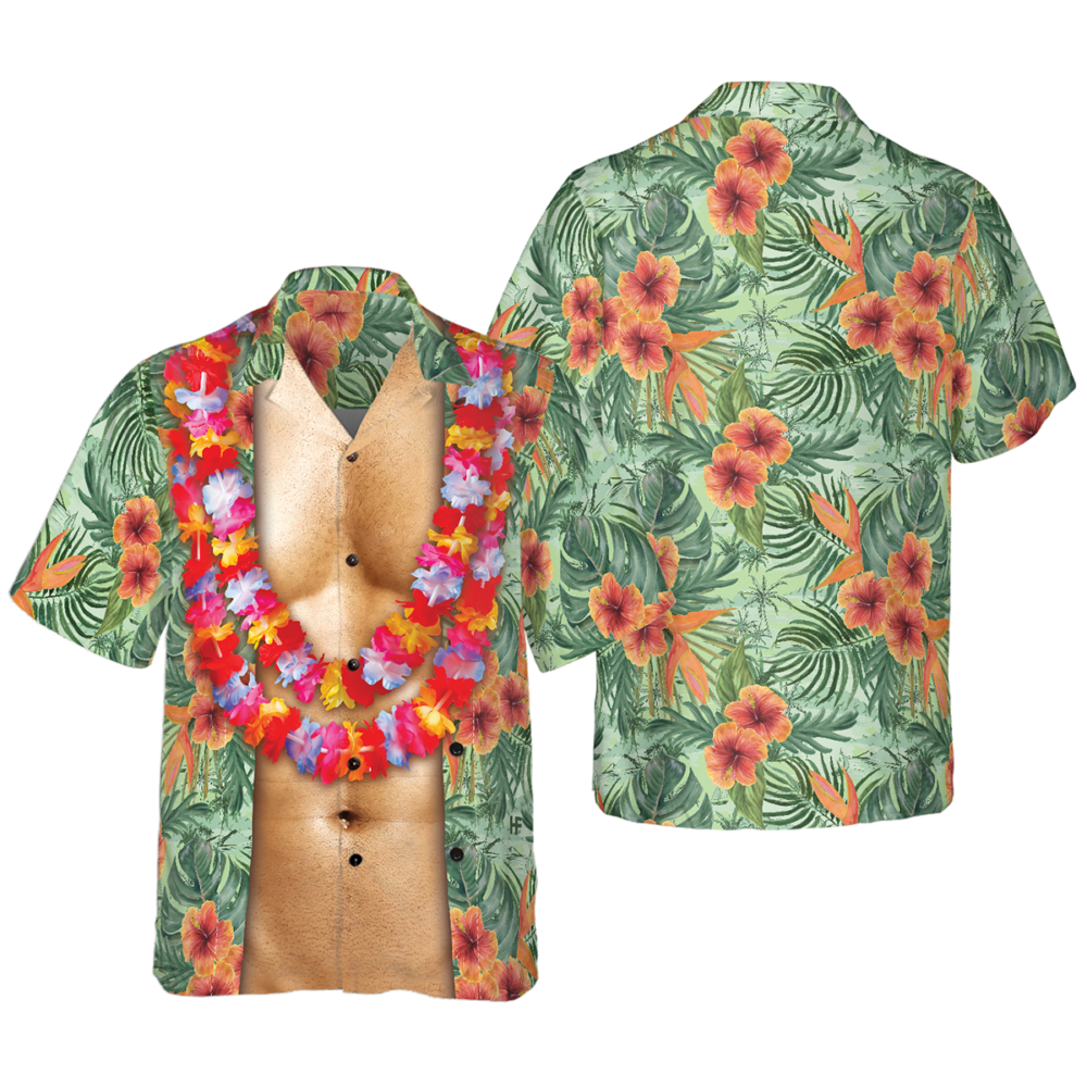 Funny Aloha Tropical Flowers Costume Men Hawaiian Shirt