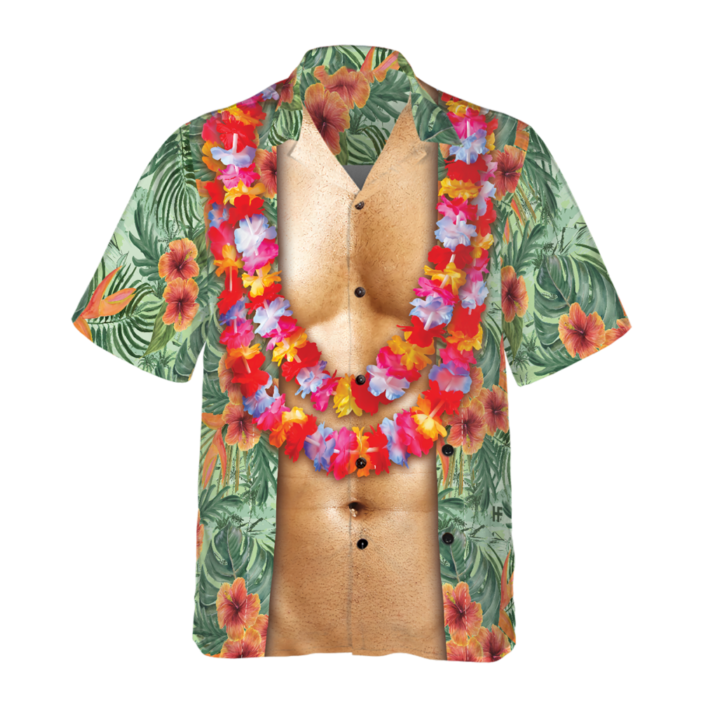 Funny Aloha Tropical Flowers Costume Men Hawaiian Shirt