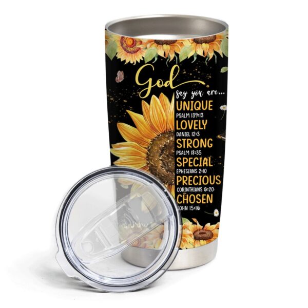 God Say You Are Sunflower Custom Name Tumbler 2