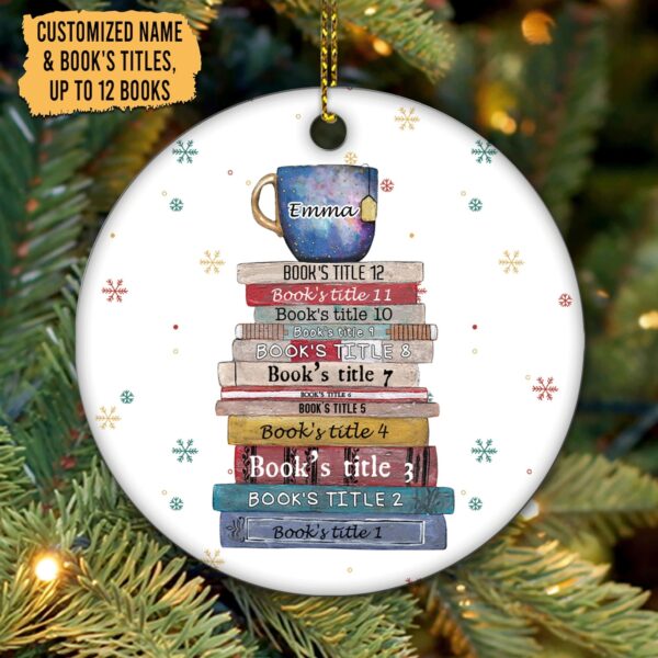 Reading Book Christmas Custom Name Ornament