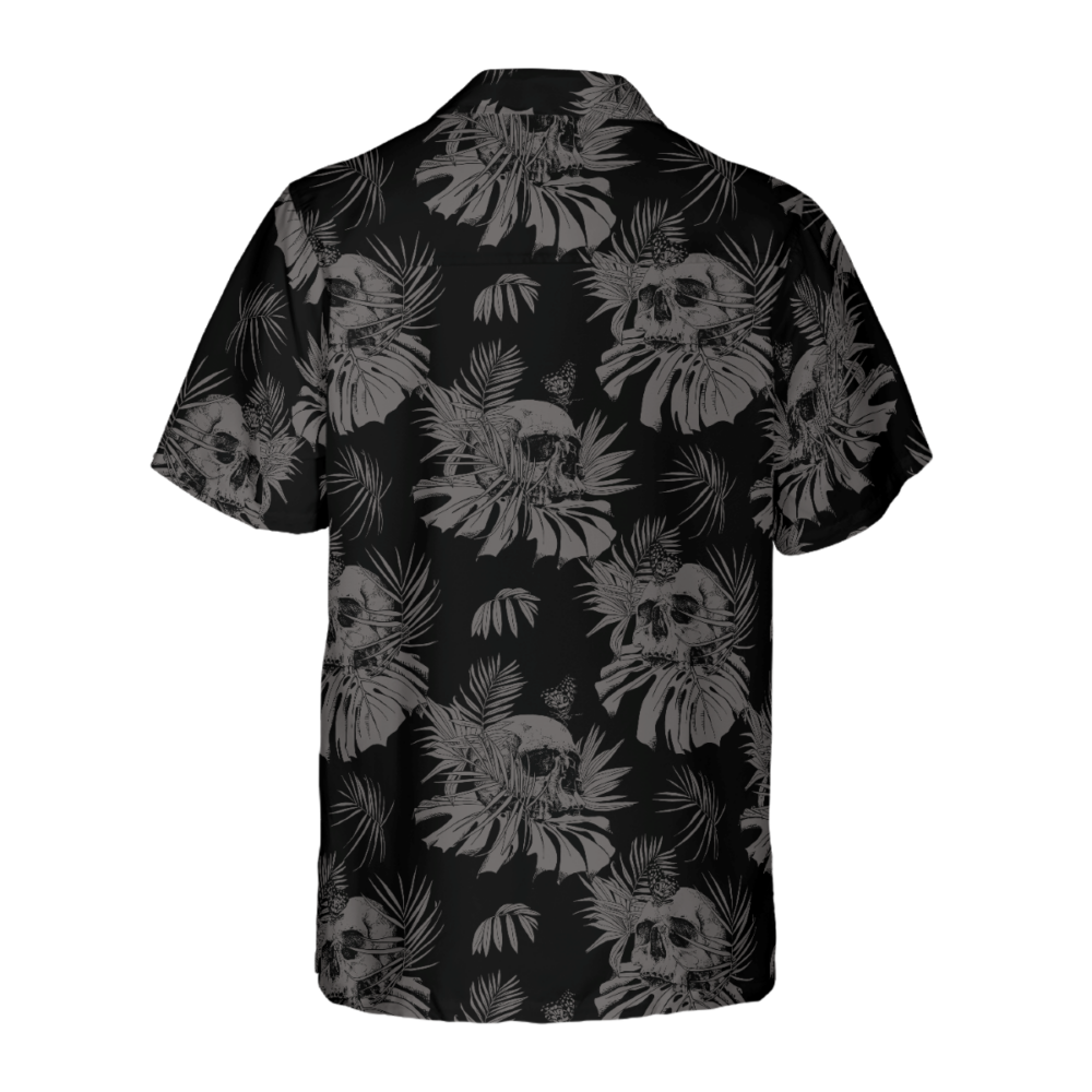 Seamless Gothic Skull With Butterfly Goth Men Hawaiian Shirt