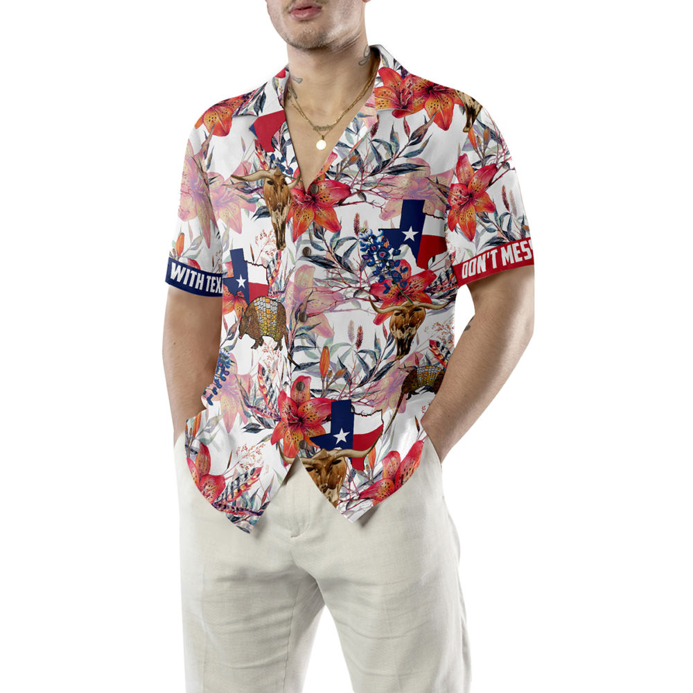 Texas Longhorn Bluebonnet And Armadillo Hawaiian Shirt