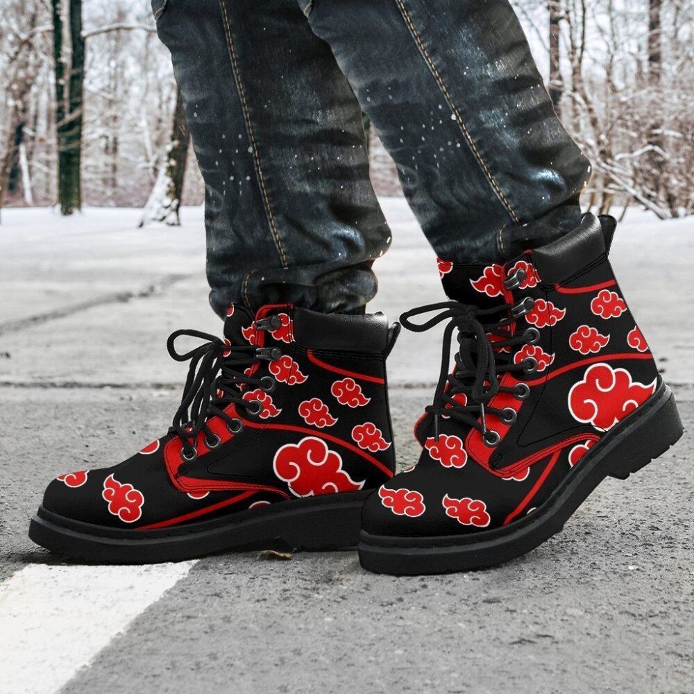Akatsuki Naruto All Season Boots | Anime Shoes | Vegan Leather Custom Boot Shoes TB114