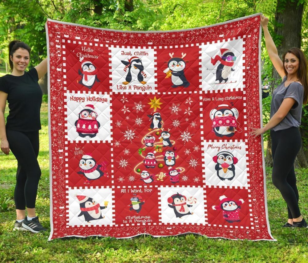 All I Want For Christmas Is Penguin Quilt Blanket Xmas Gift Idea