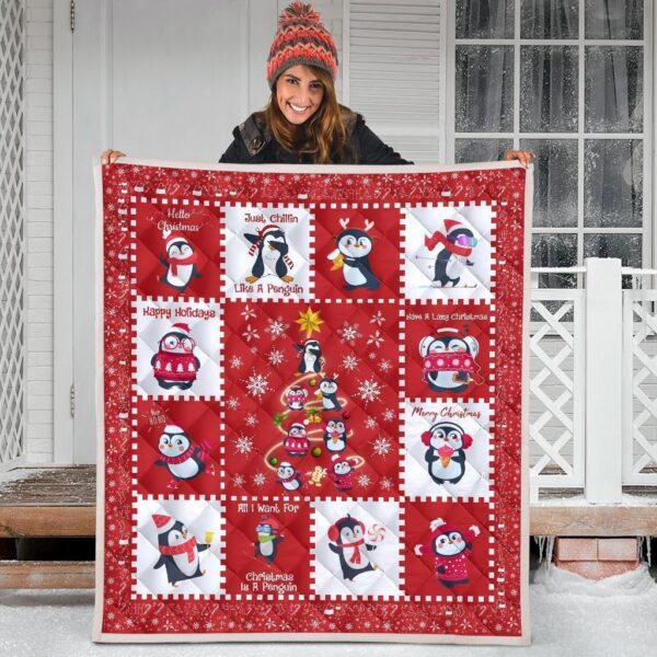 all i want for christmas is penguin quilt blanket xmas gift idea ptaip