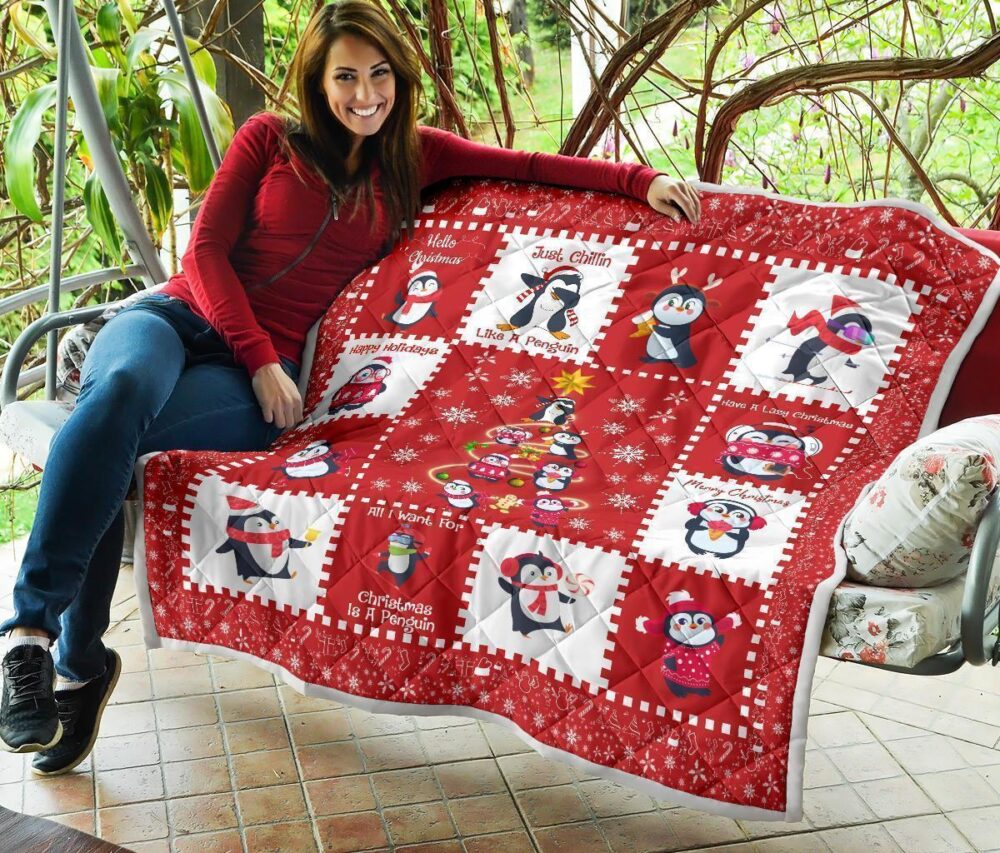 All I Want For Christmas Is Penguin Quilt Blanket Xmas Gift Idea