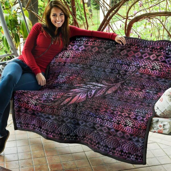 aztec boho feather quilt blanket gift for native lover nd0xv