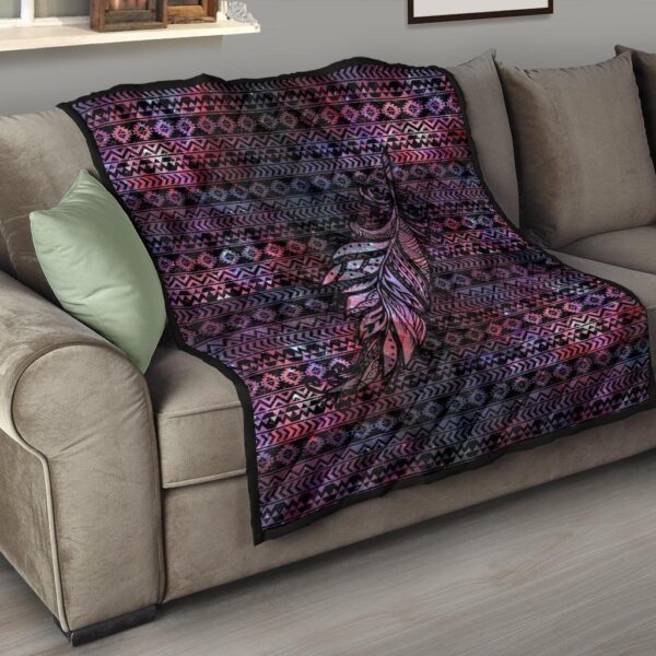 aztec boho feather quilt blanket gift for native lover rbdid