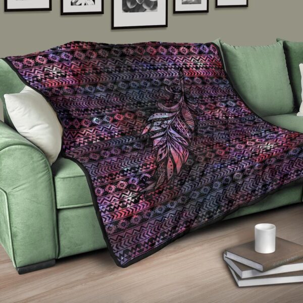 aztec boho feather quilt blanket gift for native lover tr4bz