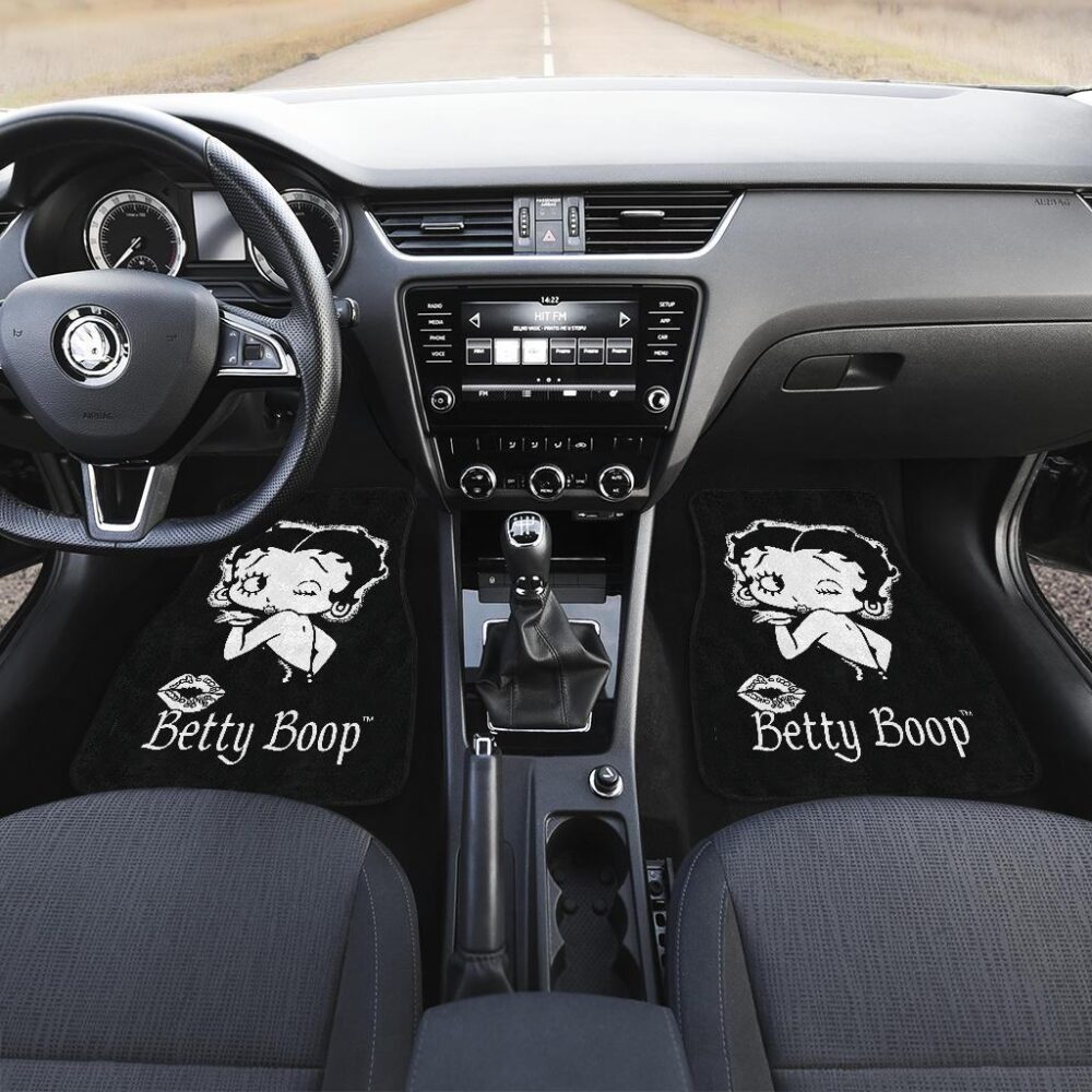 Betty Boop Car Floor Mats | Betty Boop Wind Kisses Lip In Black Theme Car Floor Mats