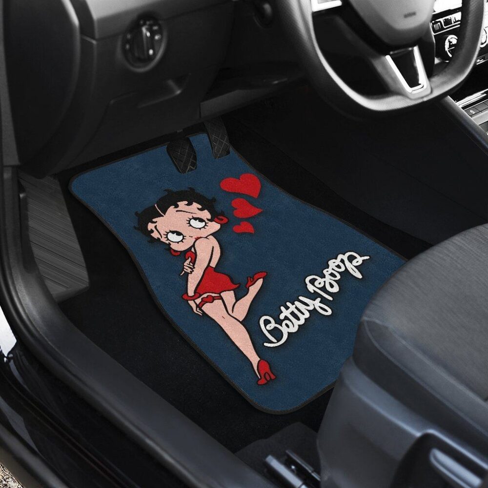 Betty Boop Car Floor Mats | Cartoon Fan Gift Betty Boop Hearts Car Floor Mats