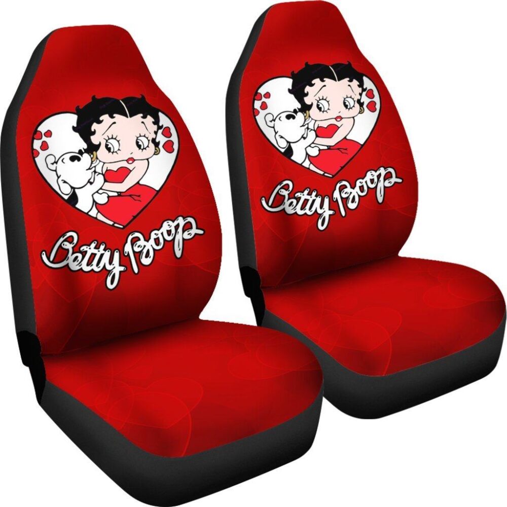 Betty Boop Car Seat Covers | Betty Boop With Dog In Heart Cute Cartoon Car Seat Covers