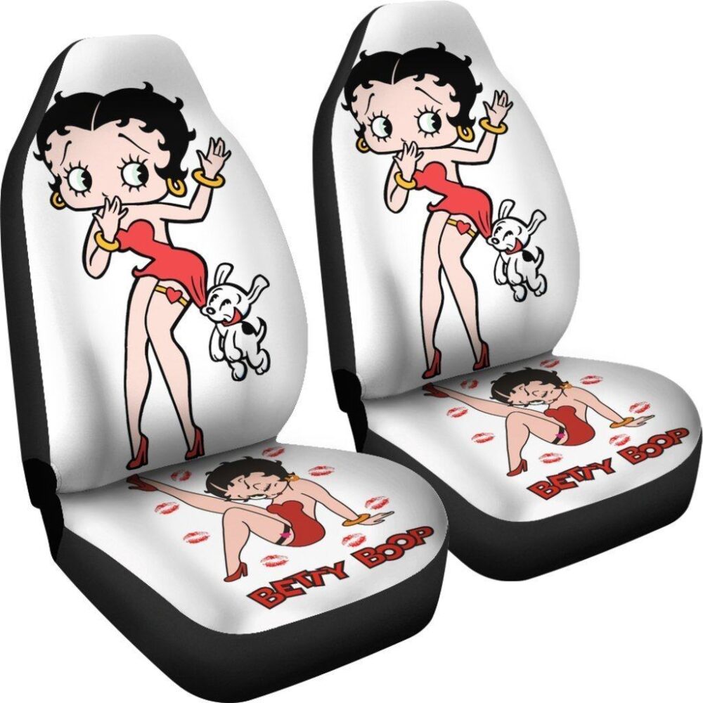 Betty Boop Car Seat Covers | Betty Boop With Dog White Cartoon Car Seat Covers