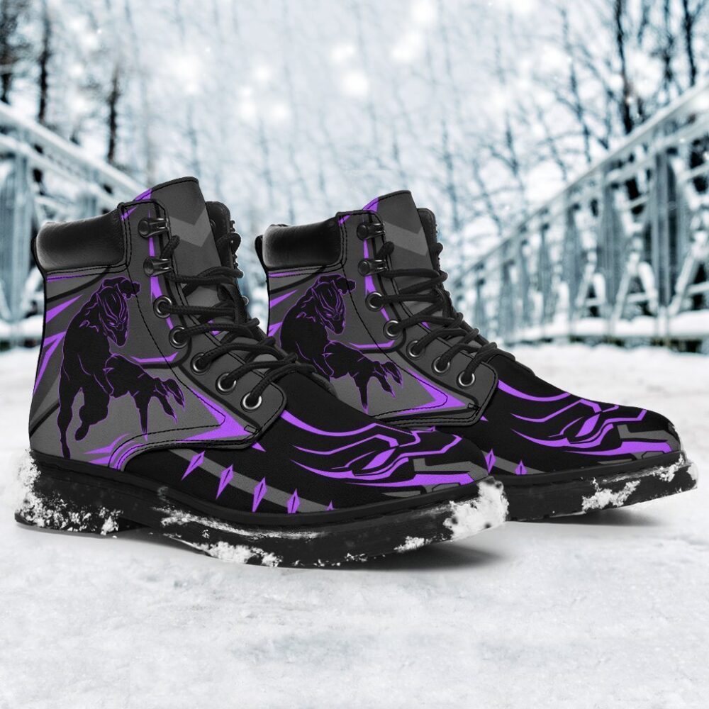 Black Panther All Season Boots | Casual Shoes | Vegan Leather Custom Boot Shoes TB120