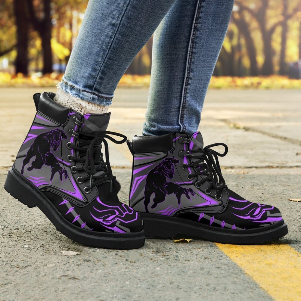 Black Panther All Season Boots | Casual Shoes | Vegan Leather Custom Boot Shoes TB120