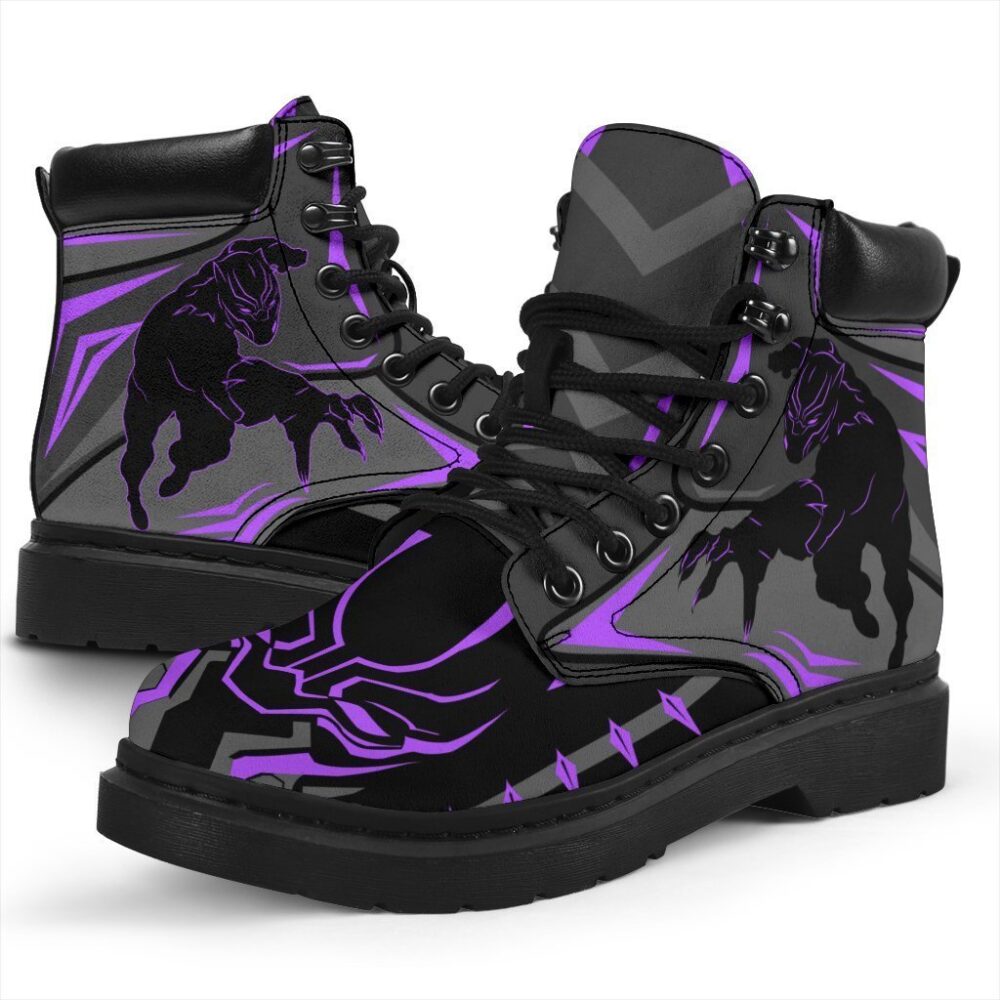 Black Panther All Season Boots | Casual Shoes | Vegan Leather Custom Boot Shoes TB120