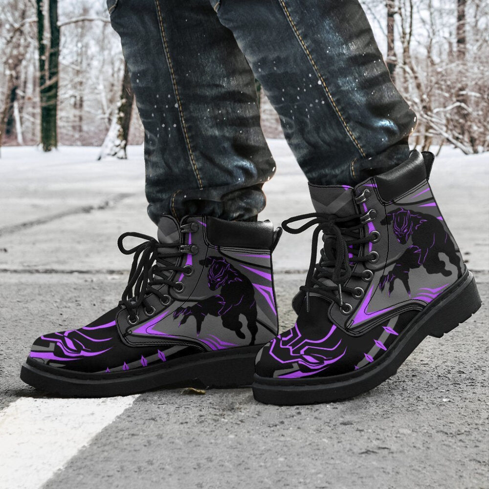 Black Panther All Season Boots | Casual Shoes | Vegan Leather Custom Boot Shoes TB120