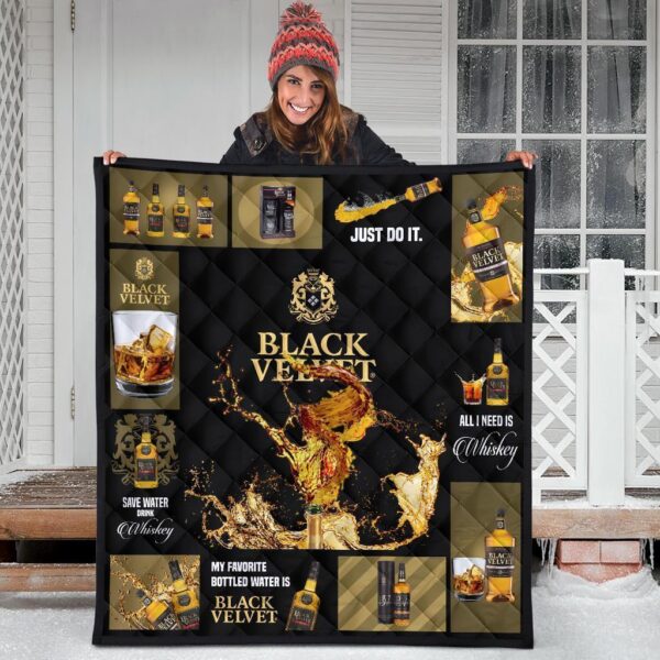 black velvet quilt blanket all i need is whisky gift idea bkcv2