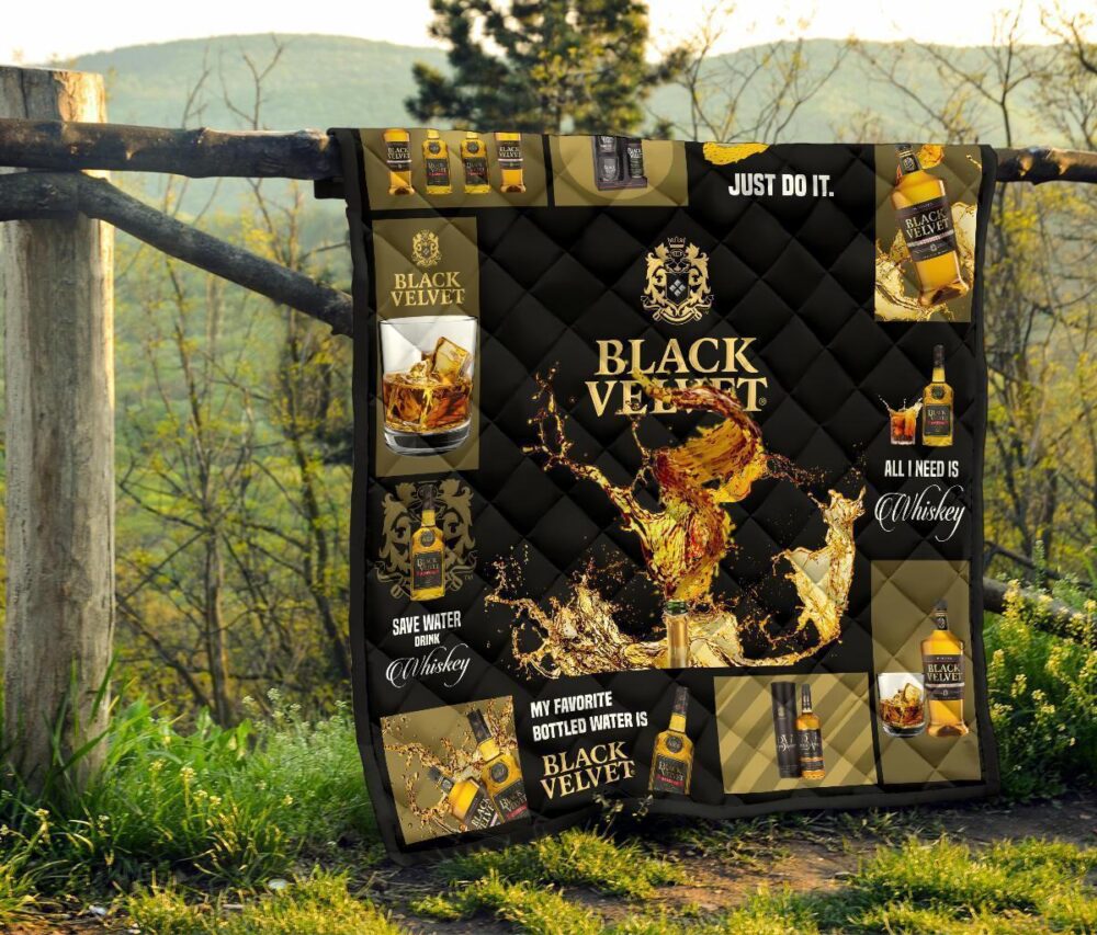 Black Velvet Quilt Blanket All I Need Is Whisky Gift Idea