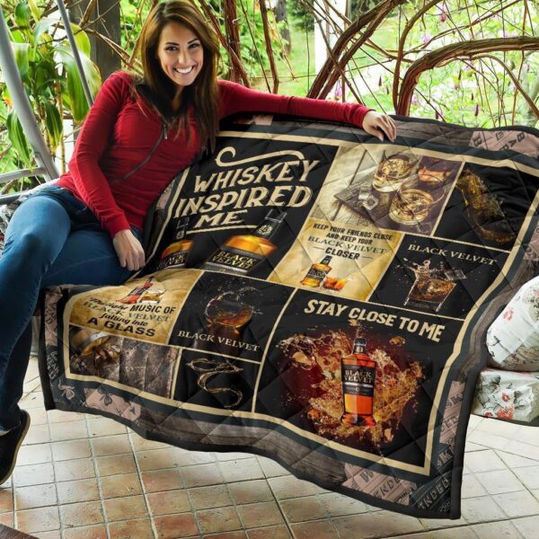 black velvet quilt blanket whiskey inspired me funny gift nqwha