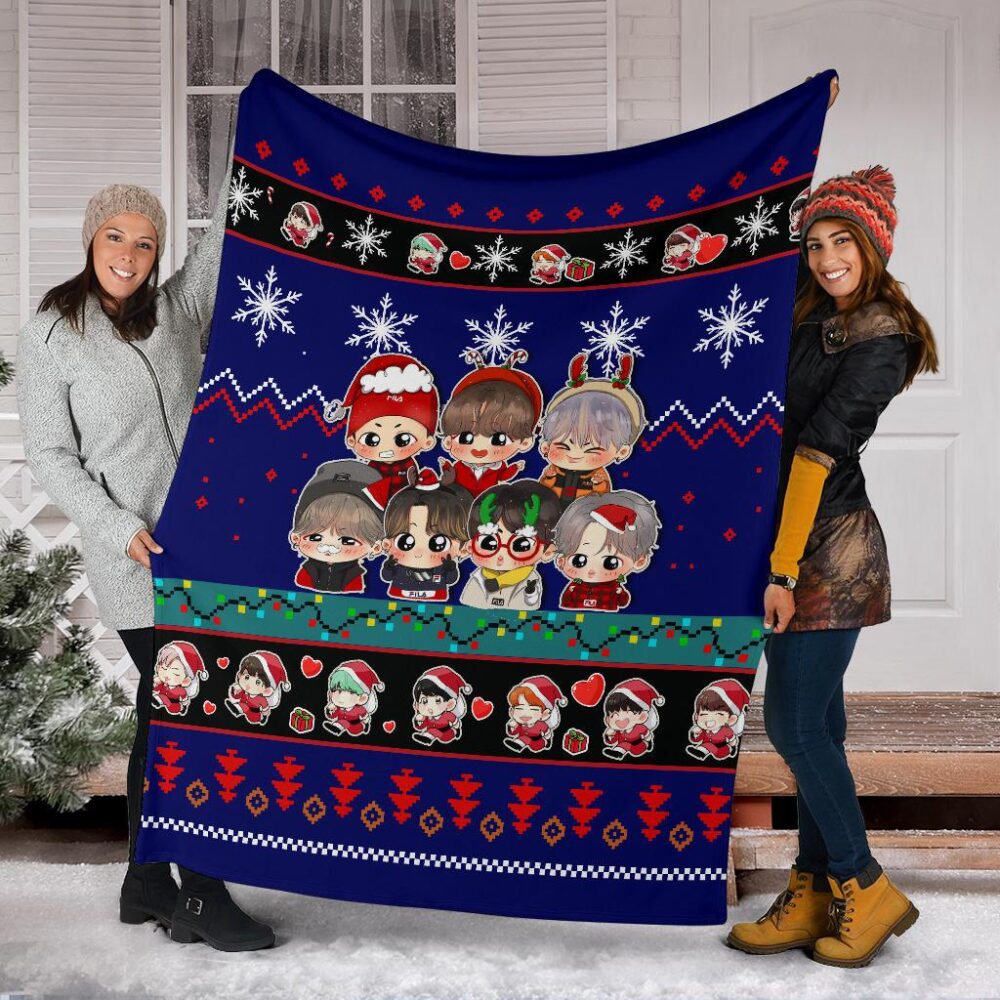 Blue Bts Christmas Blanket Amazing Gift Idea