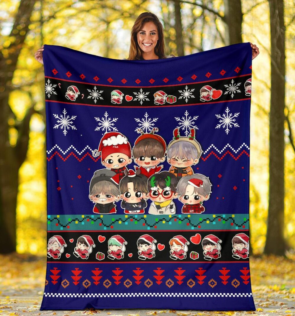 Blue Bts Christmas Blanket Amazing Gift Idea