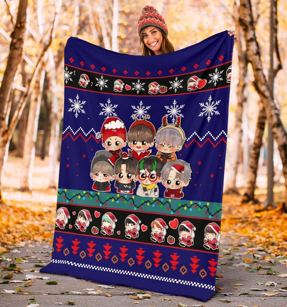 Blue Bts Christmas Blanket Amazing Gift Idea