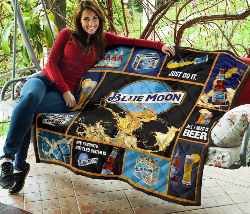 Blue Moon Quilt Blanket Funny For Beer Lover