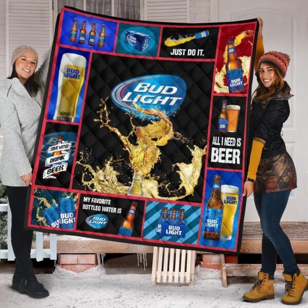 Bud Light Quilt Blanket Beer Lover Funny Gift Idea