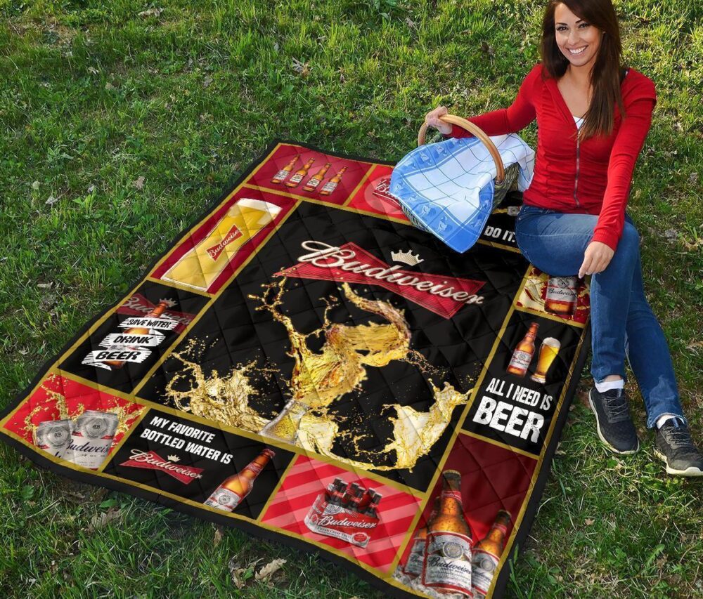 Budweiser Quilt Blanket Funny Beer Lover Gift Idea