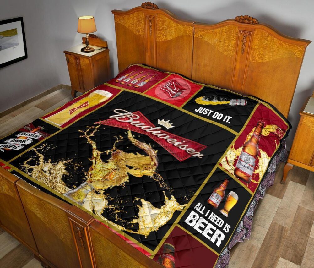 Budweiser Quilt Blanket Funny Beer Lover Gift Idea