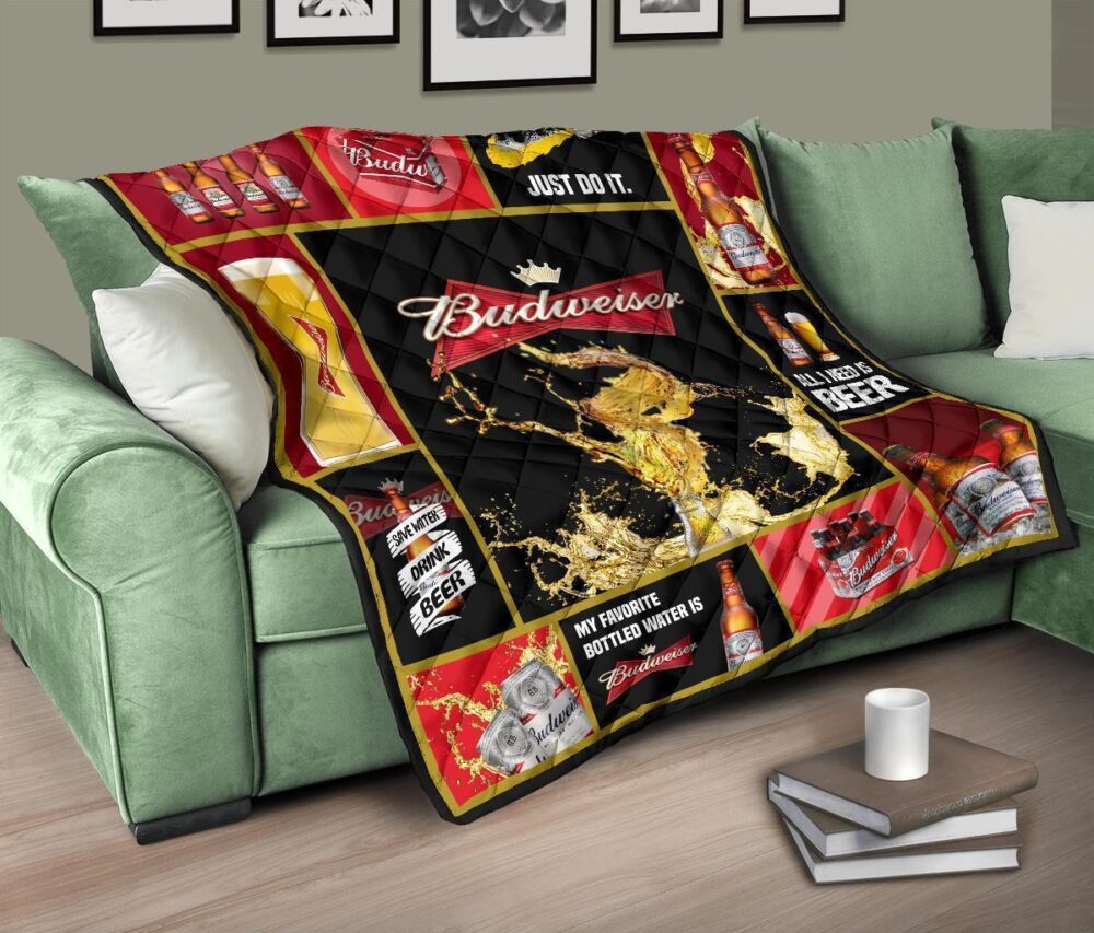 Budweiser Quilt Blanket Funny Beer Lover Gift Idea