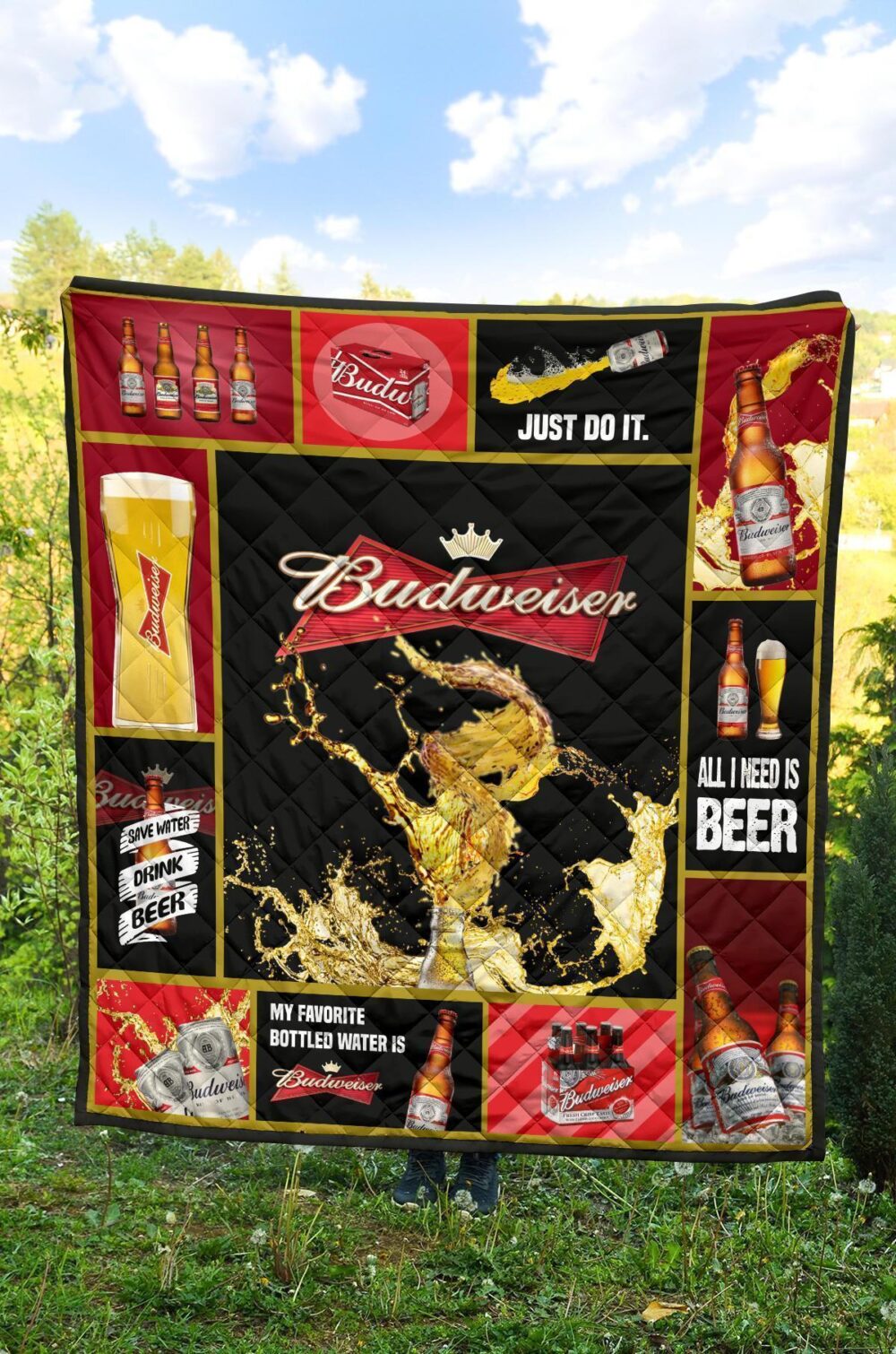 Budweiser Quilt Blanket Funny Beer Lover Gift Idea