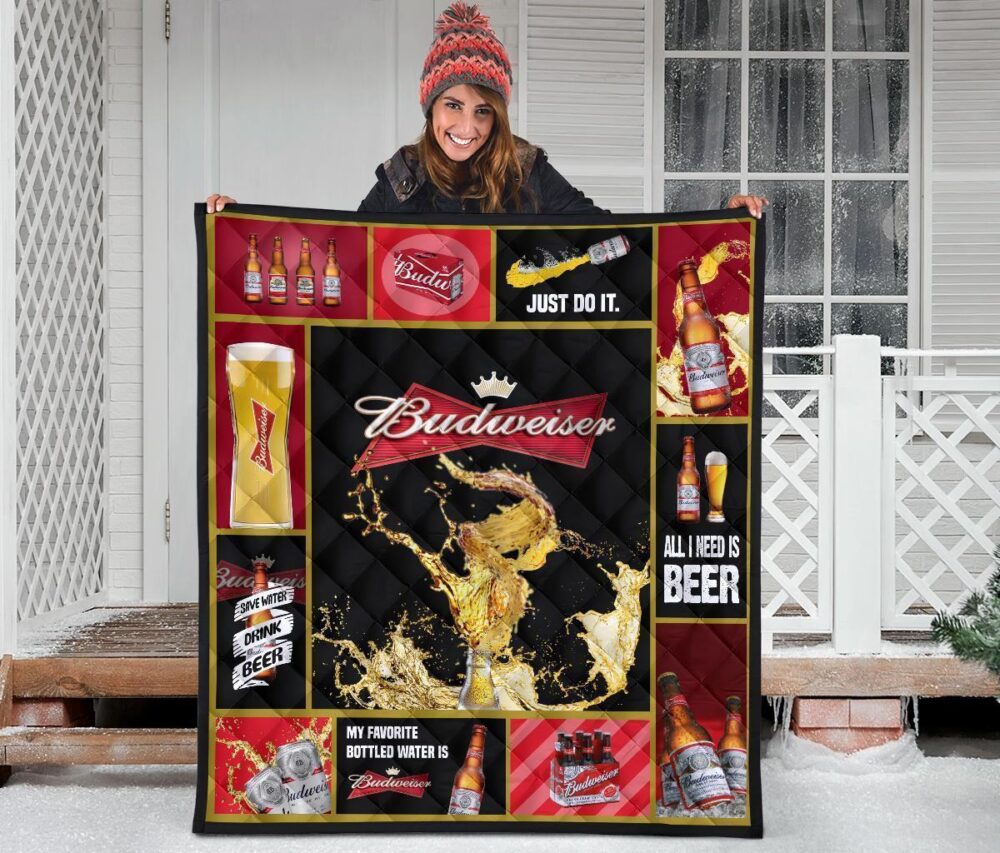 Budweiser Quilt Blanket Funny Beer Lover Gift Idea