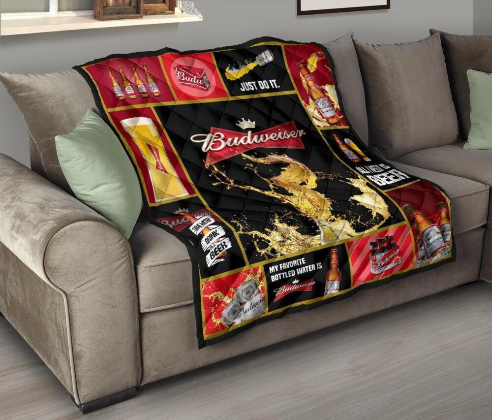 Budweiser Quilt Blanket Funny Beer Lover Gift Idea