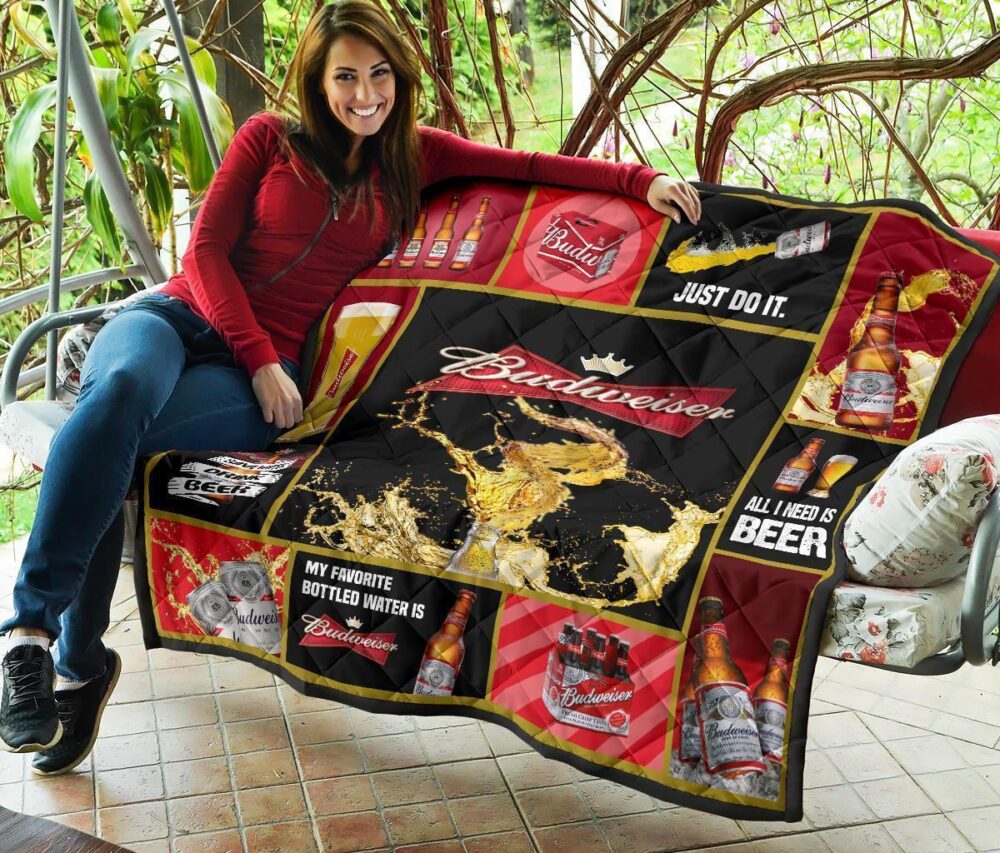 Budweiser Quilt Blanket Funny Beer Lover Gift Idea