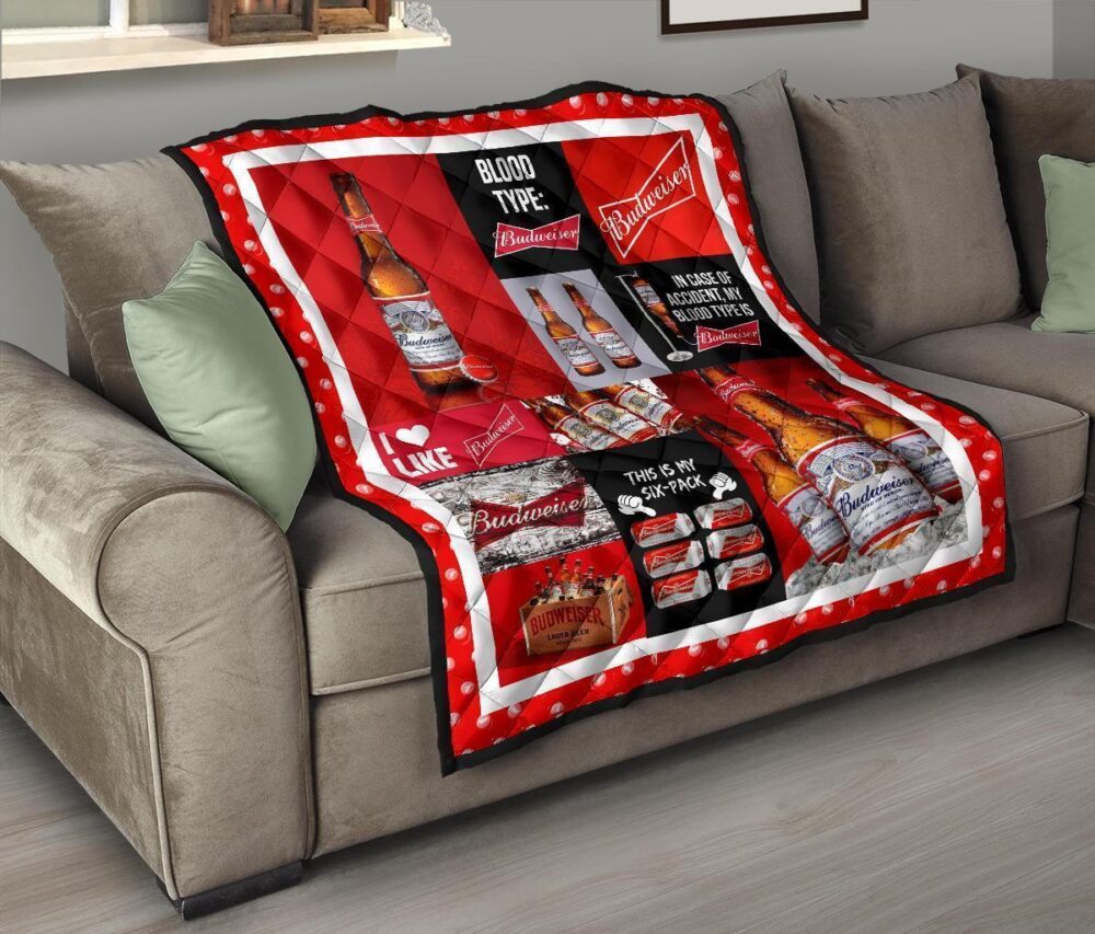 Budweiser Quilt Blanket Funny Gift Idea For Beer Lover