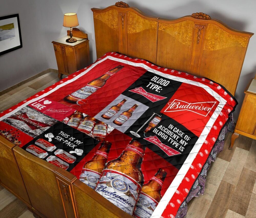 Budweiser Quilt Blanket Funny Gift Idea For Beer Lover