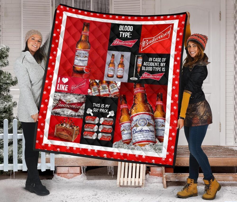 Budweiser Quilt Blanket Funny Gift Idea For Beer Lover