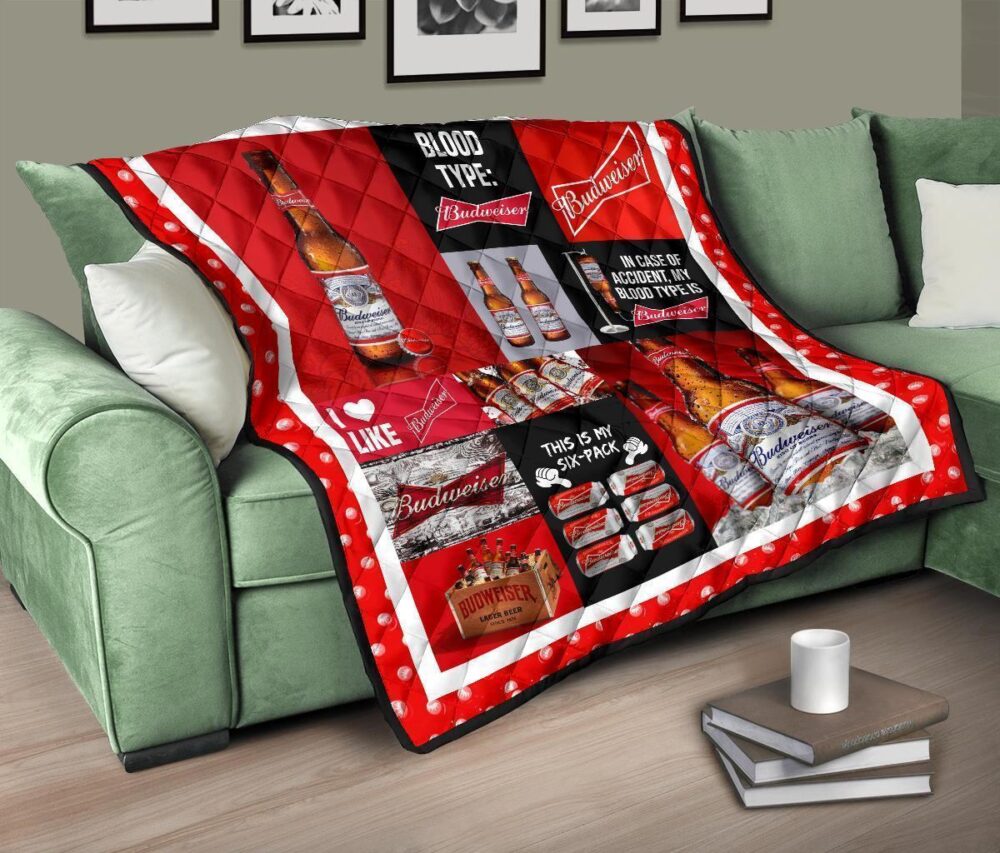 Budweiser Quilt Blanket Funny Gift Idea For Beer Lover