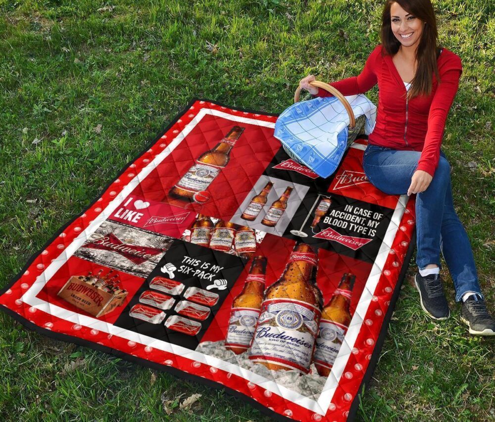 Budweiser Quilt Blanket Funny Gift Idea For Beer Lover