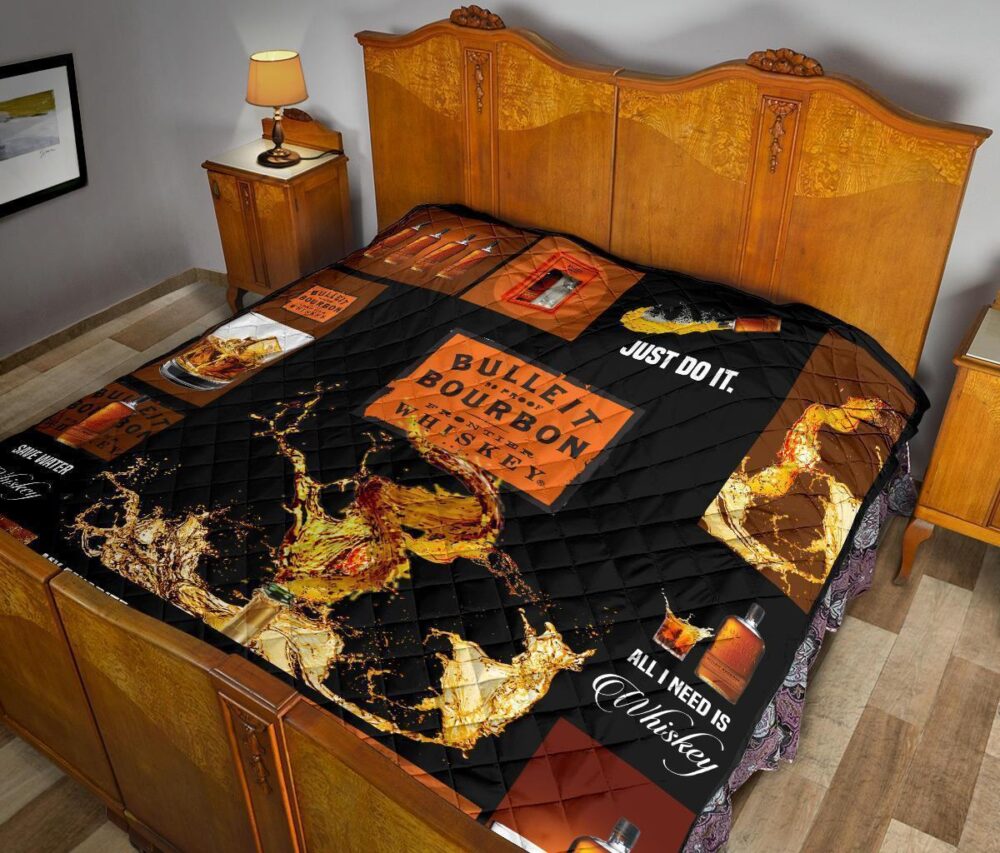 Bulleit Bourbon Quilt Blanket All I Need Is Whisky Gift Idea