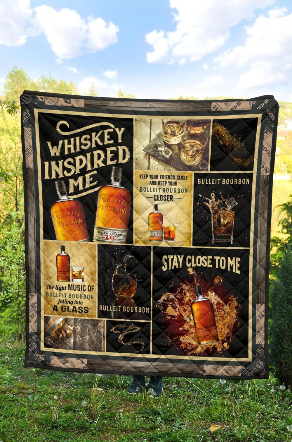 Bulleit Bourbon Quilt Blanket Whiskey Inspired Me Gift Idea