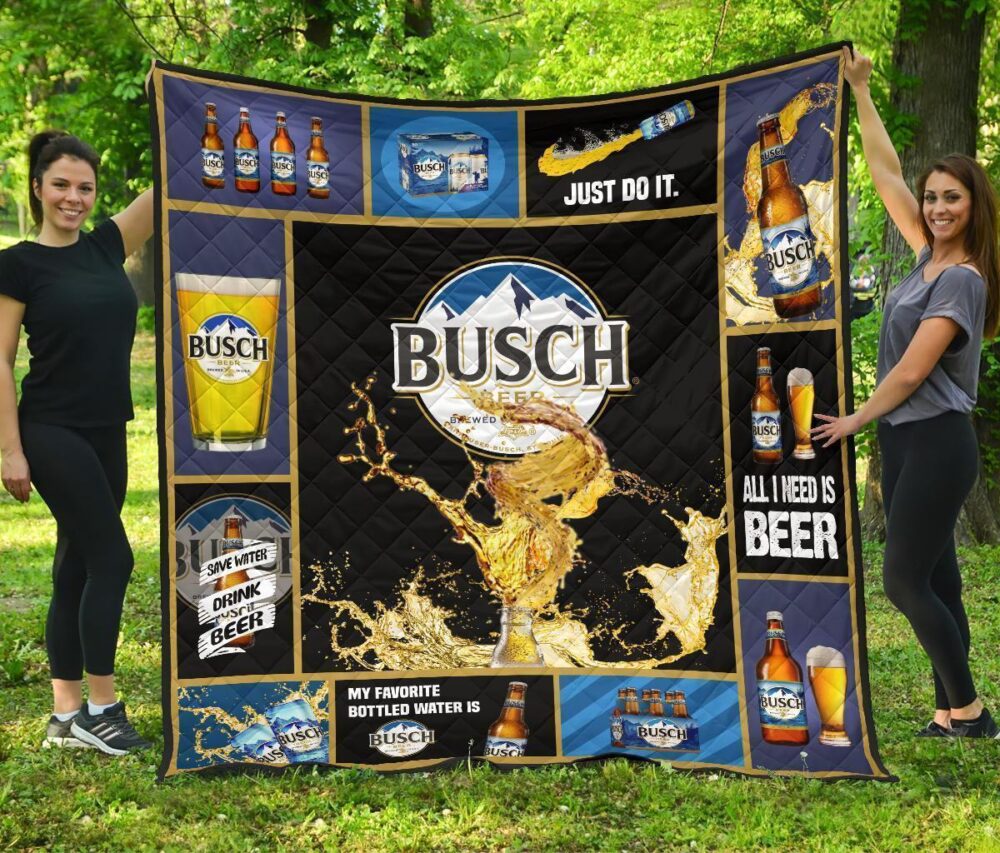 Busch Quilt Blanket Beer Lover Funny Gift