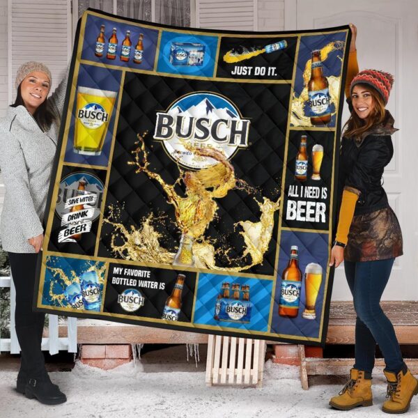 Busch Quilt Blanket Beer Lover Funny Gift