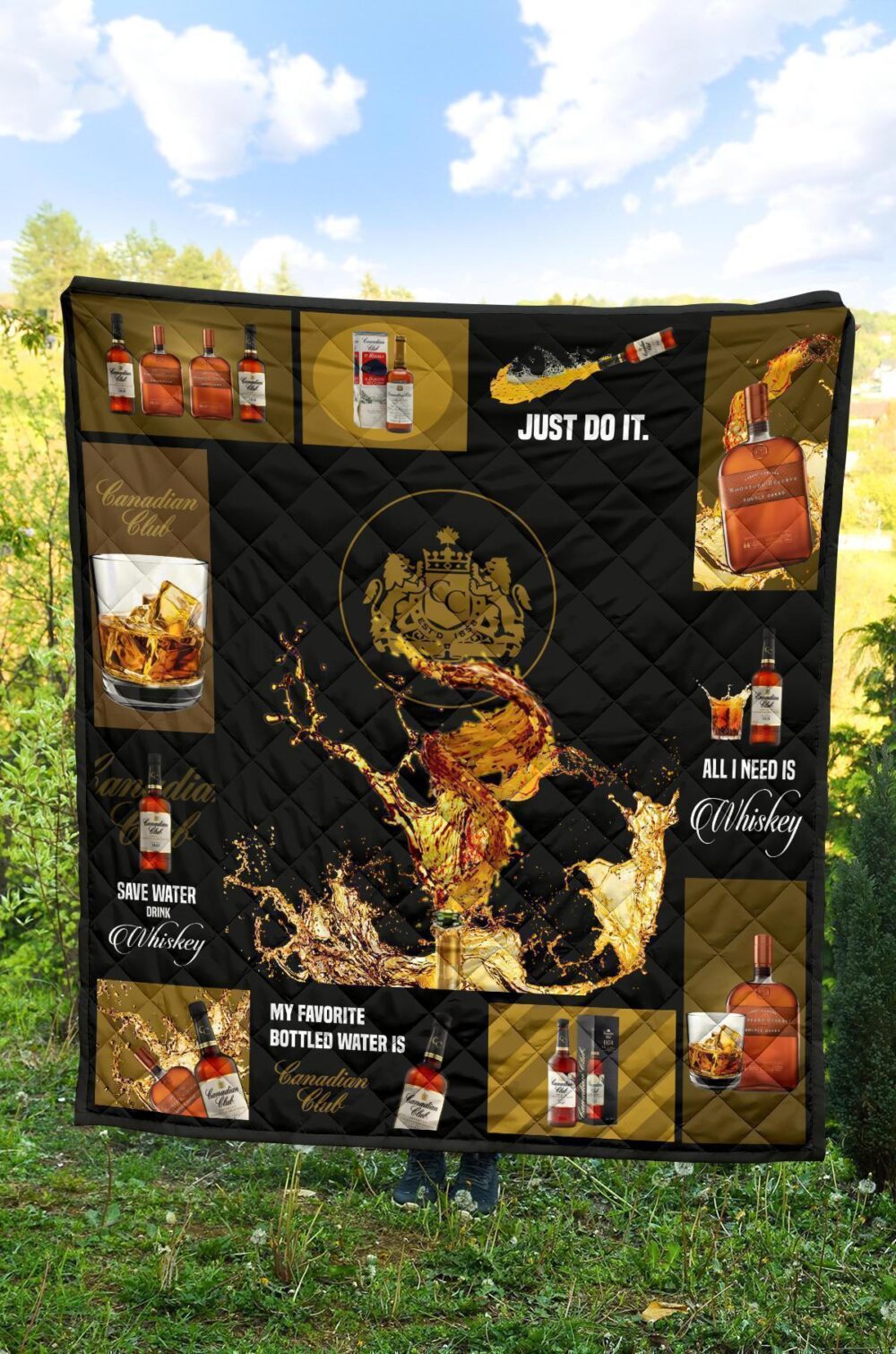 Canadian Club Quilt Blanket All I Need Is Whisky Gift Idea