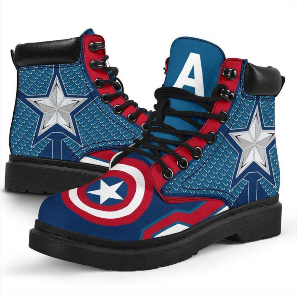 Captain America All Season Boots | Casual Shoes | Vegan Leather Custom Boot Shoes TB113