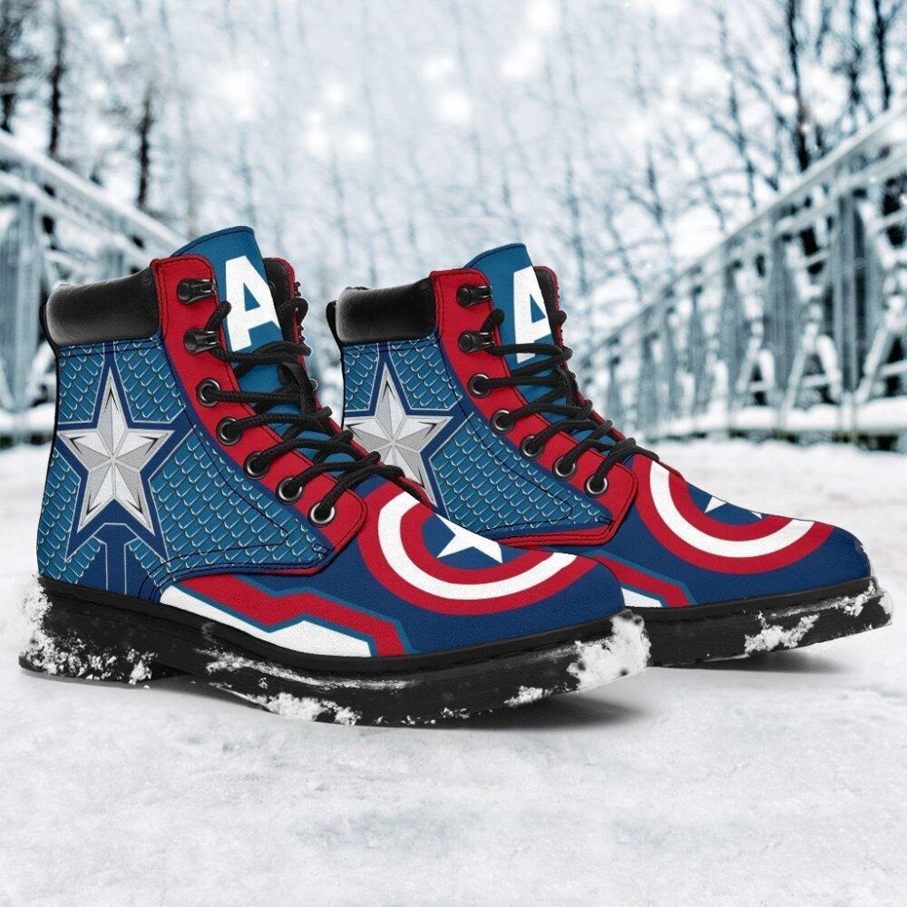 Captain America All Season Boots | Casual Shoes | Vegan Leather Custom Boot Shoes TB113