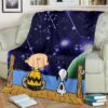 charlie and snoopy fleece blanket staring into night sky me8f3